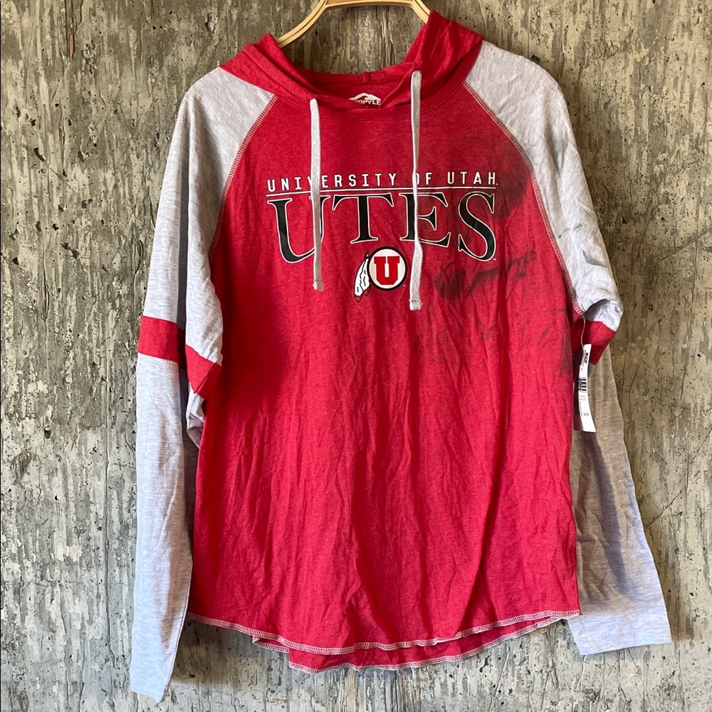 OHIOPYLE Women's University Of Utah Utes Football Sweatshirt Size XL In Red/Grey